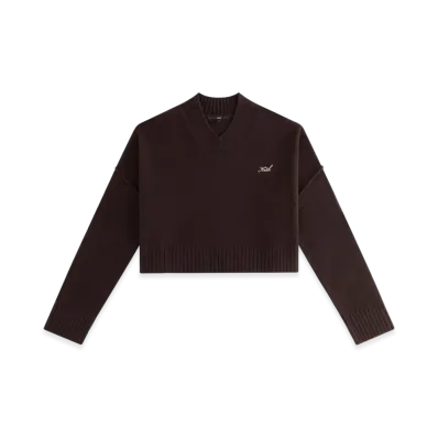 Kith Women Anja Cropped V-Neck Sweater "Incognito"
