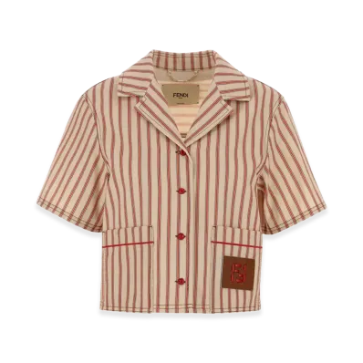 FENDI Women's Embroidered Denim Shirt "Multi"
