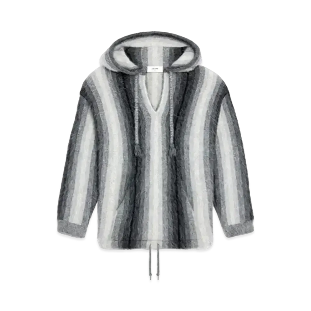 CELINE Oversized Baja Pullover / Striped Alpaca Wool "Gray"
