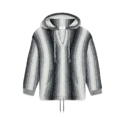 CELINE Oversized Baja Pullover / Striped Alpaca Wool "Gray"