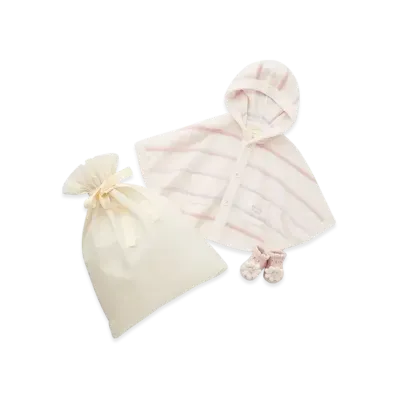 GELATO PIQUE Wrapped Baby Smoothy Colorful Border Poncho & Daisy Socks Set "Pink"