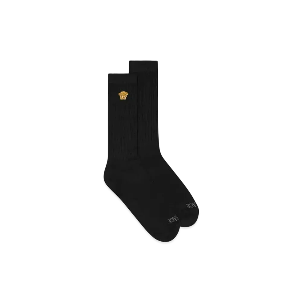Versace Embroidered Medusa Ribbed Socks "Black"