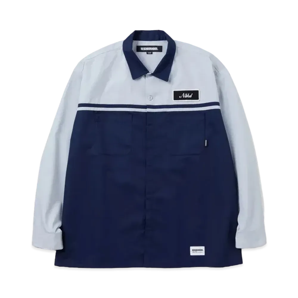 NEIGHBORHOOD Two Tone Work Shirt LS "Navy/Blue"
