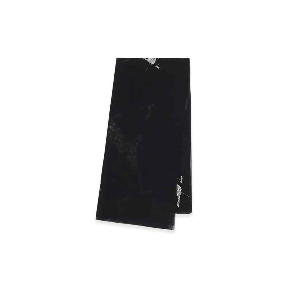 Yohji Yamamoto Silk Tulle Discharge Print B Y5Pcs Scarf "Black"