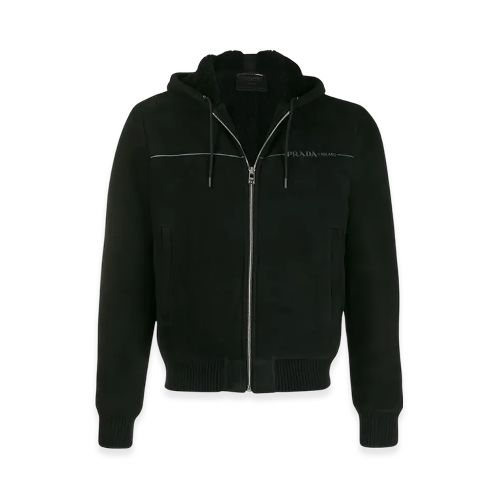 PRADA Zip Up Logo Hoodie "Black"