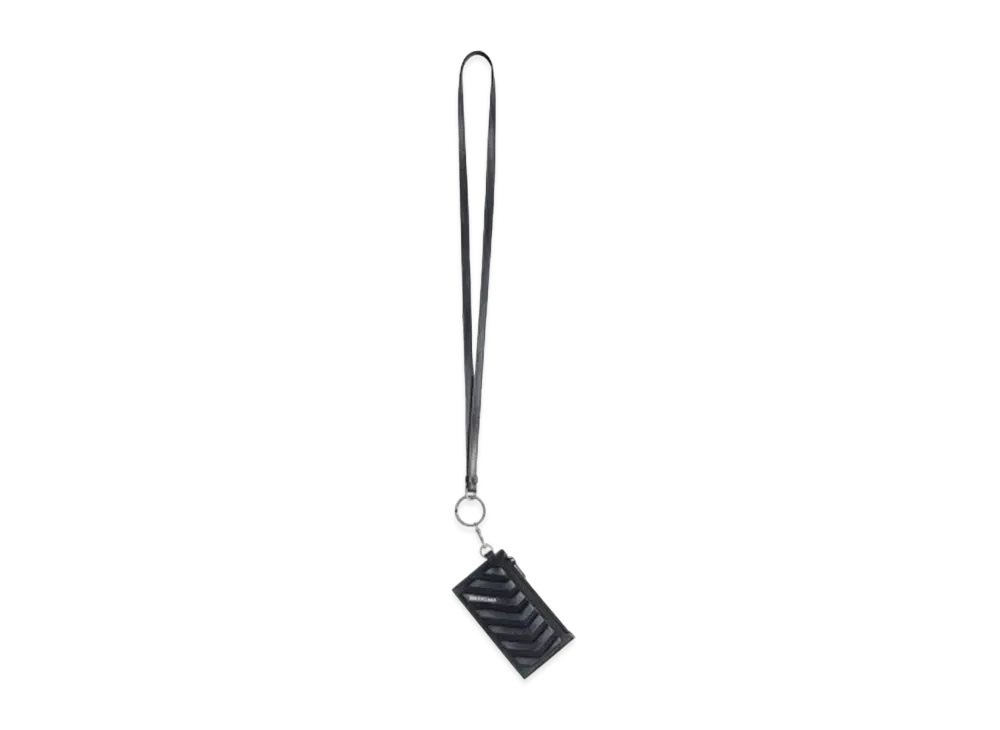 BALENCIAGA Car Key Ring with Card Case Distressed "Black"