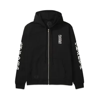 Chrome Hearts Vertical Logo Heavyweight Zip Up Hoodie "Black"