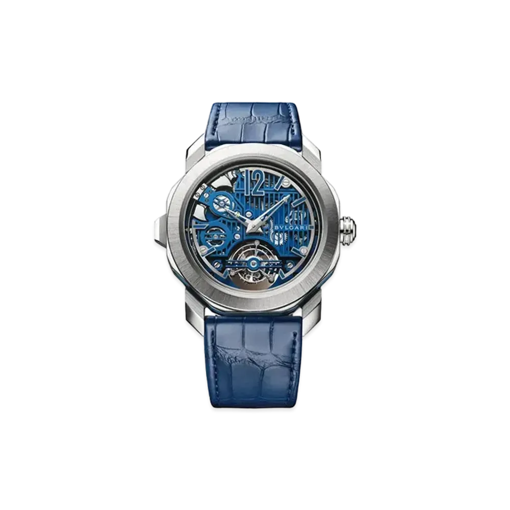 BVLGARI Octo Roma Watch "Platinum/Blue"
