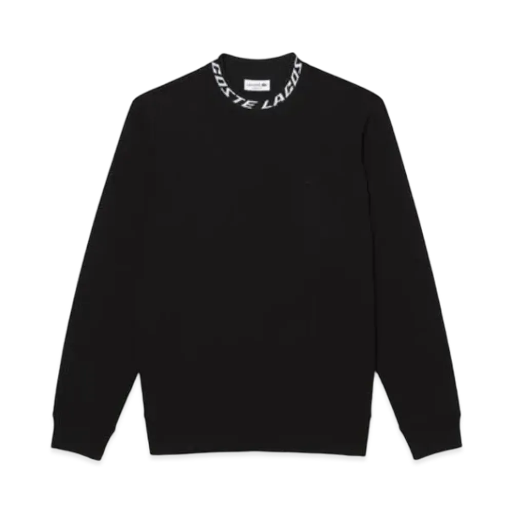 LACOSTE Jacquard Mock Neck Tech Sweat Pullover "Black"