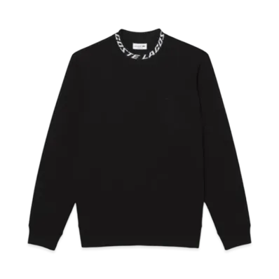LACOSTE Jacquard Mock Neck Tech Sweat Pullover "Black"