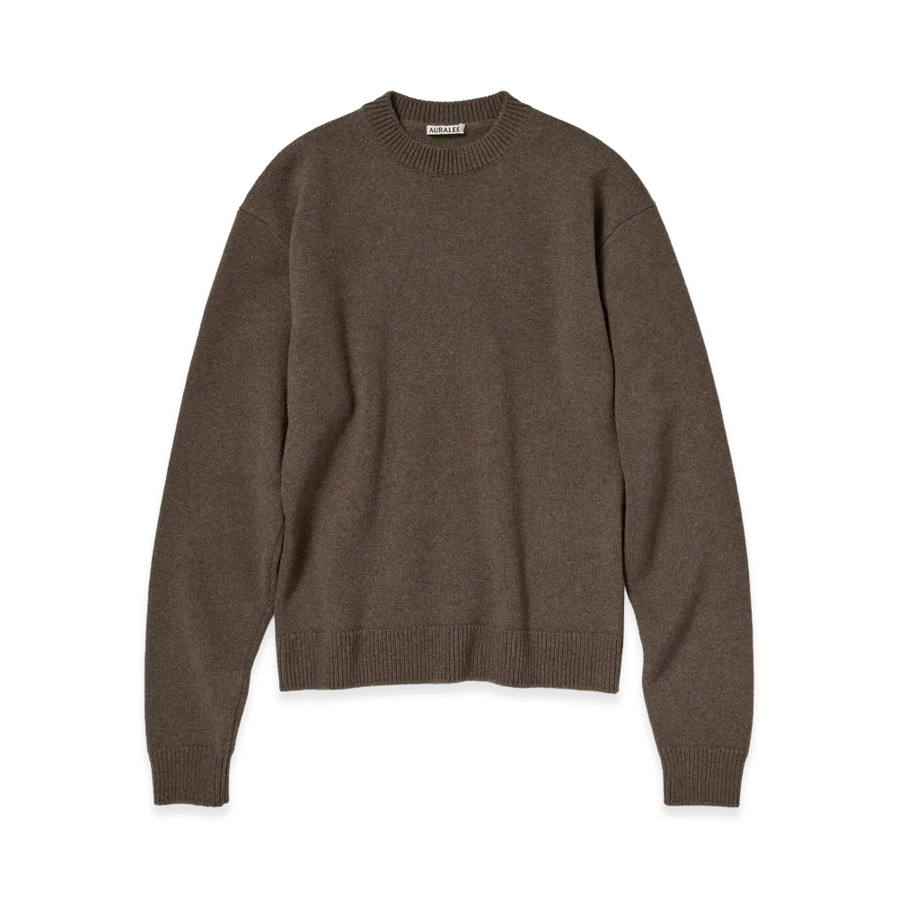 AURALEE Women's Super Fine Wool Knit P/O "Top Brown"