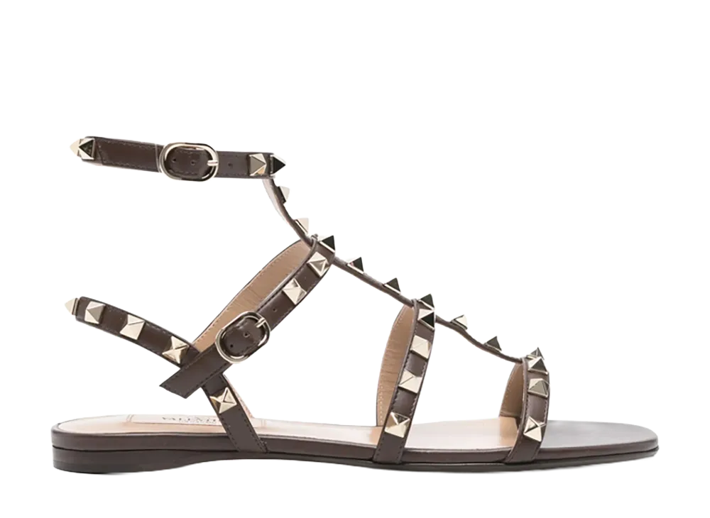Valentino Garavani Women's Rockstud Low Sandal "Brown"