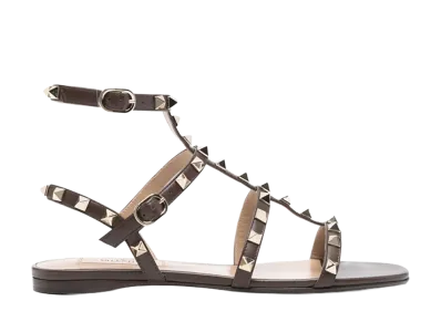 Valentino Garavani Women's Rockstud Low Sandal "Brown"