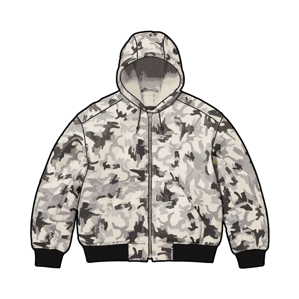 Supreme x Schott Shearling Hooded Work Jacket "Snow Camo"