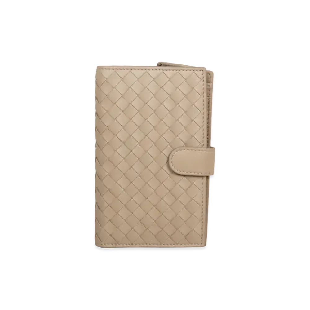 Bottega Veneta Intrecciato Lambskin Nappa Bi-fold Medium Wallet "Limestone"