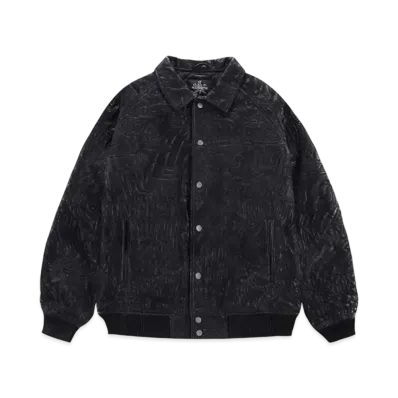 Unknown London Multi Logo Embroidered Leather Jacket "Black"