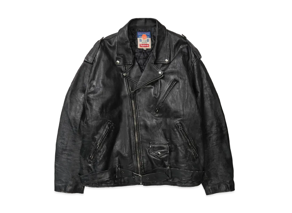 Supreme / Blackmeans Painted Leather Motorcycle Jacket "Black"