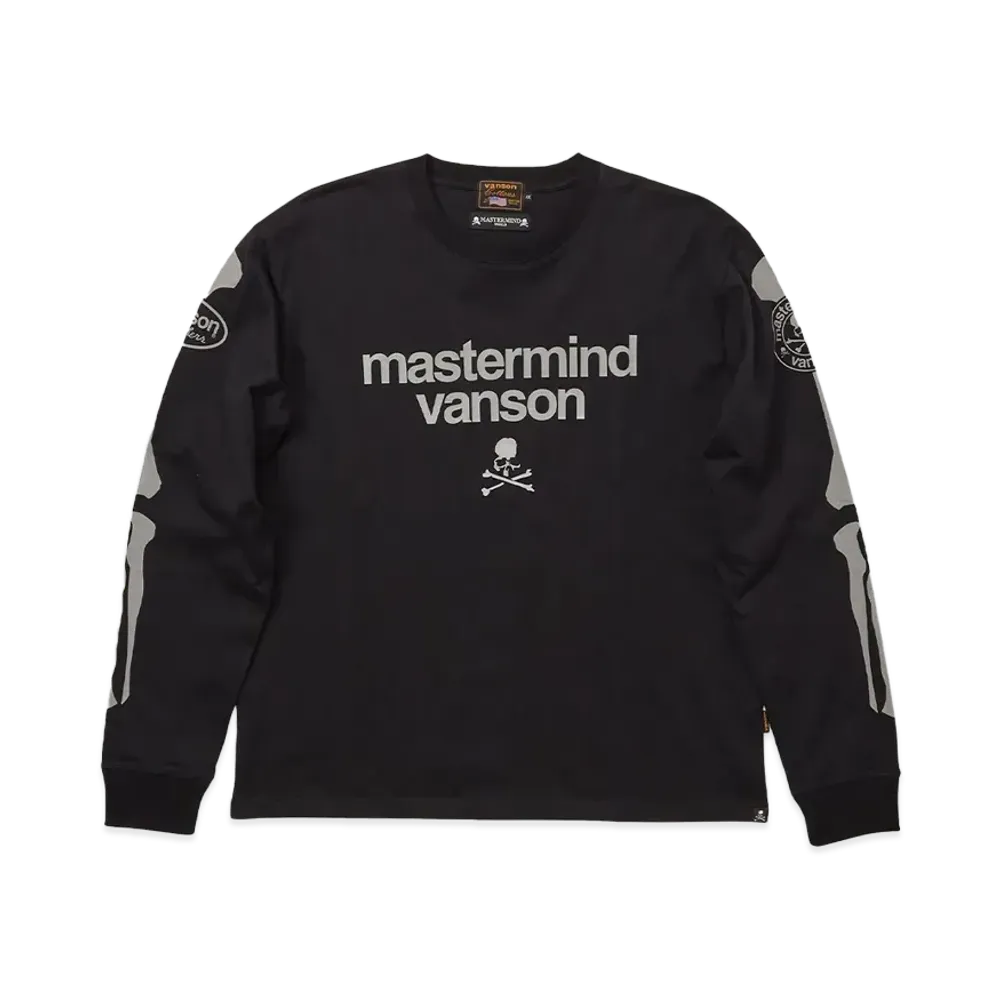 VANSON x MASTERMIND BONE L/S TEE "BLACK"