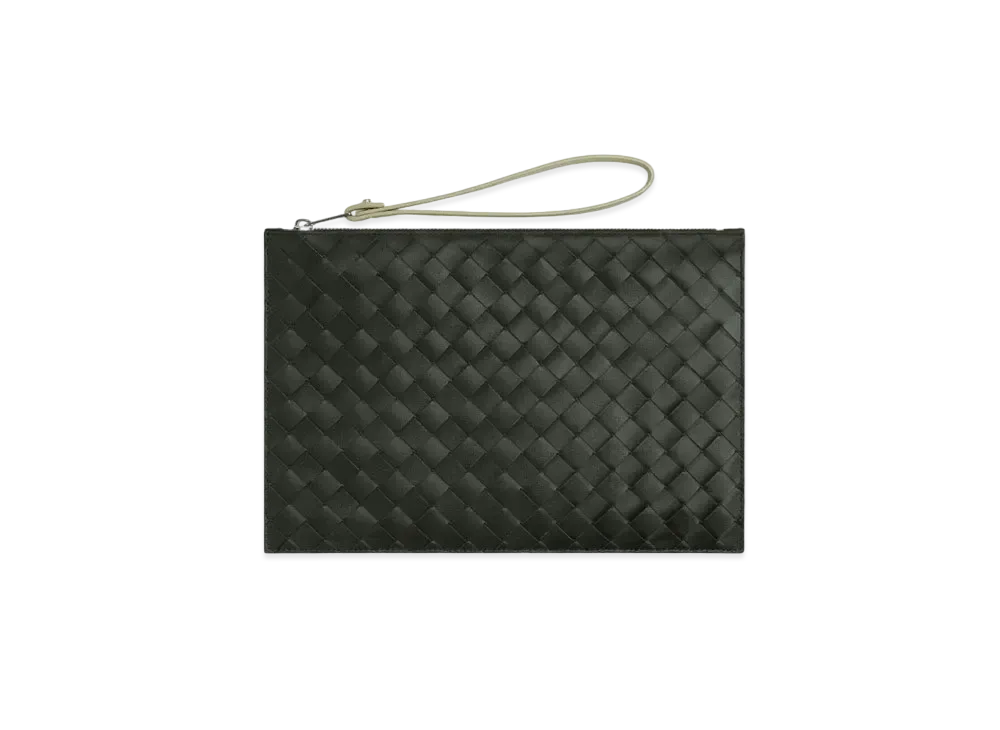 Bottega Veneta Intrecciato Clutch Bag "Dark Green/Traverti"