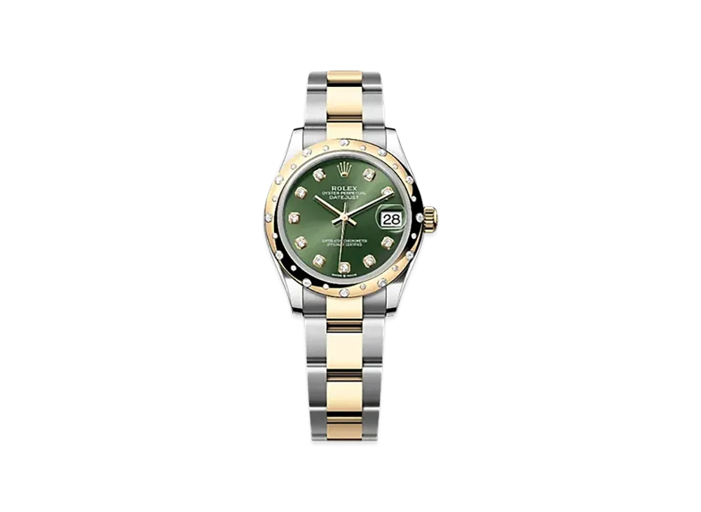 ROLEX Datejust 31mm Oystersteel & Yellow Gold Diamond 278343RBR "Olive Green"