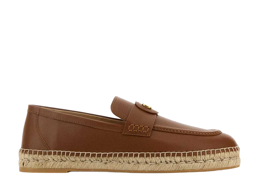 Valentino Garavani Caramel Leather Vlogo Espadrilles "Black"