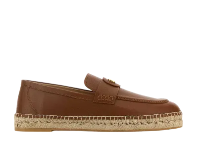 Valentino Garavani Caramel Leather Vlogo Espadrilles "Black"
