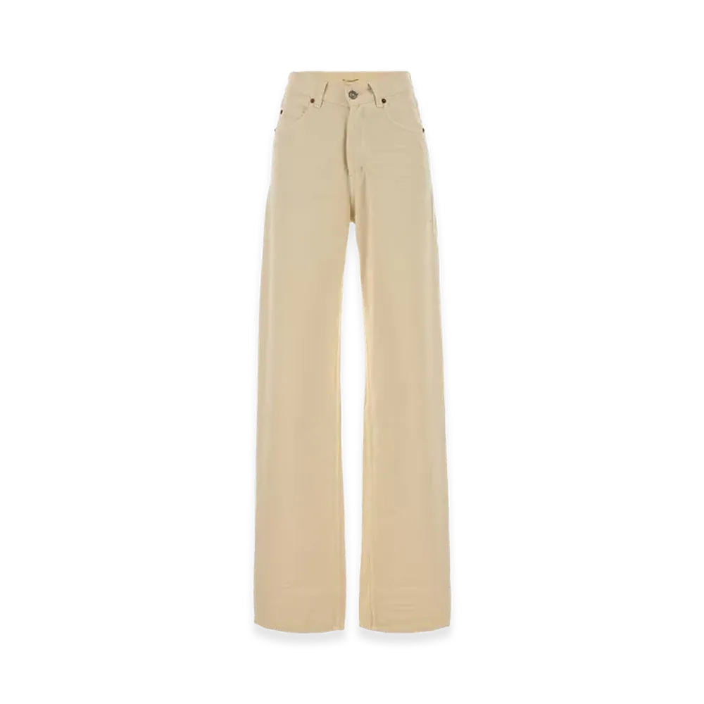 Saint Laurent Women's Denim Wide-Leg Jeans "Cream/White"