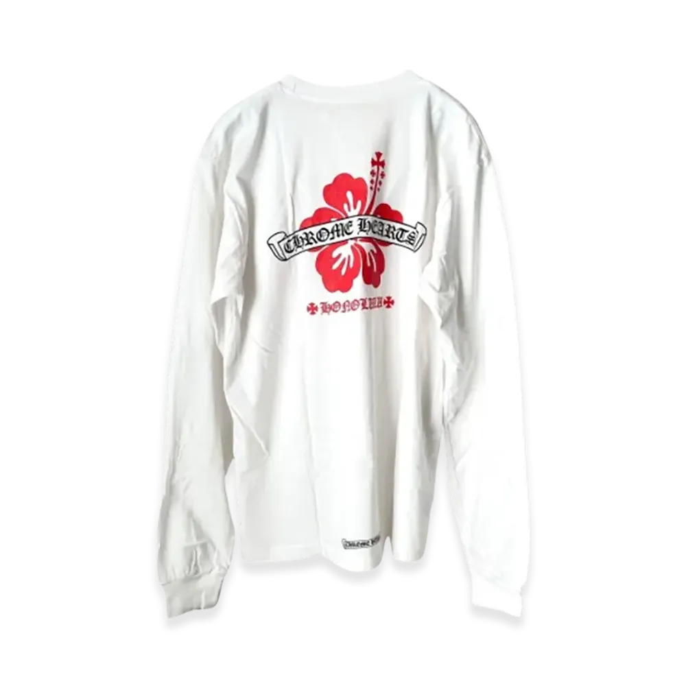 Chrome Hearts Honolulu Limited Edition Scroll Hibiscus L/S T-Shirt "White"
