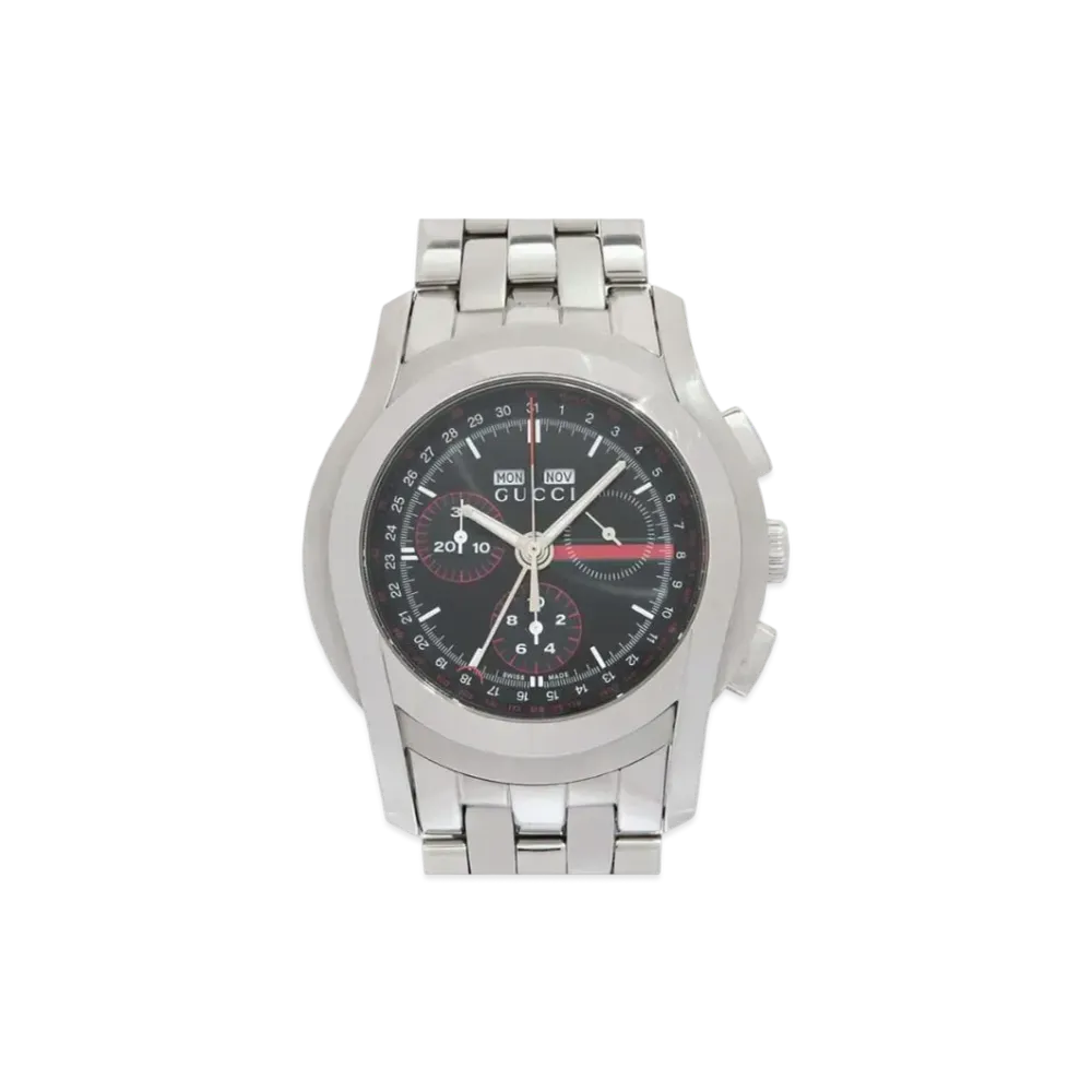 GUCCI Chronograph Triple Ccalendar "Black/Stainless Steel/Silver"