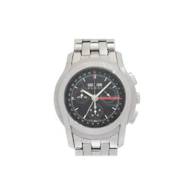 GUCCI Chronograph Triple Ccalendar "Black/Stainless Steel/Silver"