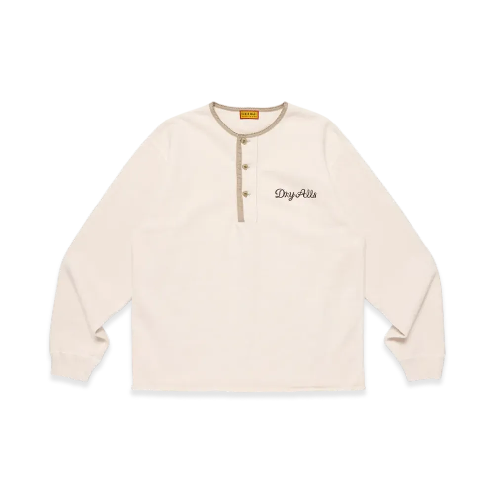 HUMAN MADE Henley Neck Sweatshirt "White"