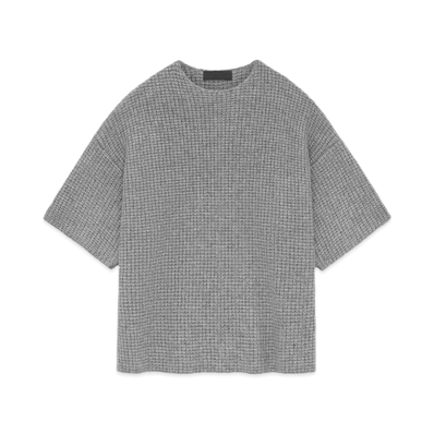 FEAR OF GOD ESSENTIALS Heavy Waffle Short Sleeve Crewneck Sweater "Dark Heather"
