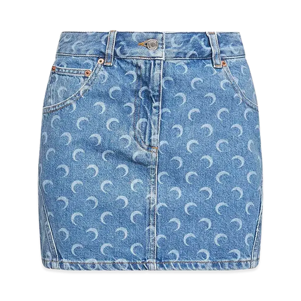 Marine Serre Women's Printed Denim Mini Skirt "Blue"