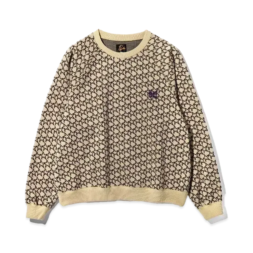 Needles Track Crew Neck Shirt - Poly Jq. Star "Beige/Black"