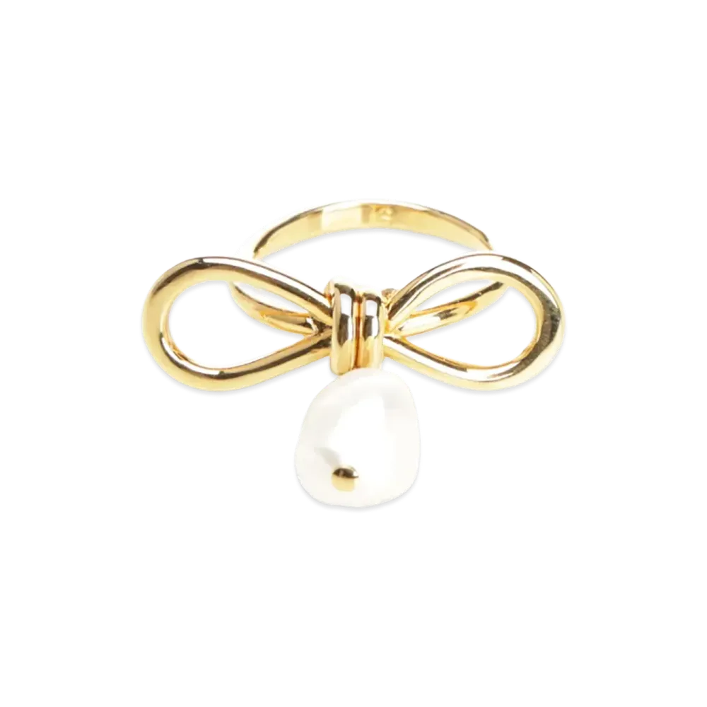 MARNI Women's Bow Ring with Pearl "Gold"