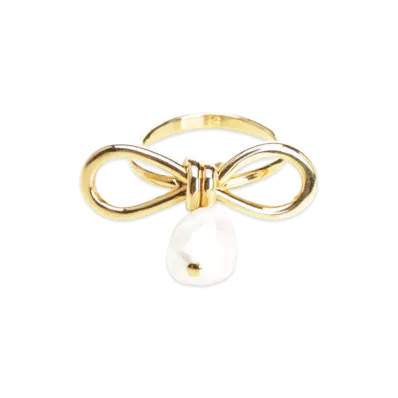 MARNI Women's Bow Ring with Pearl "Gold"