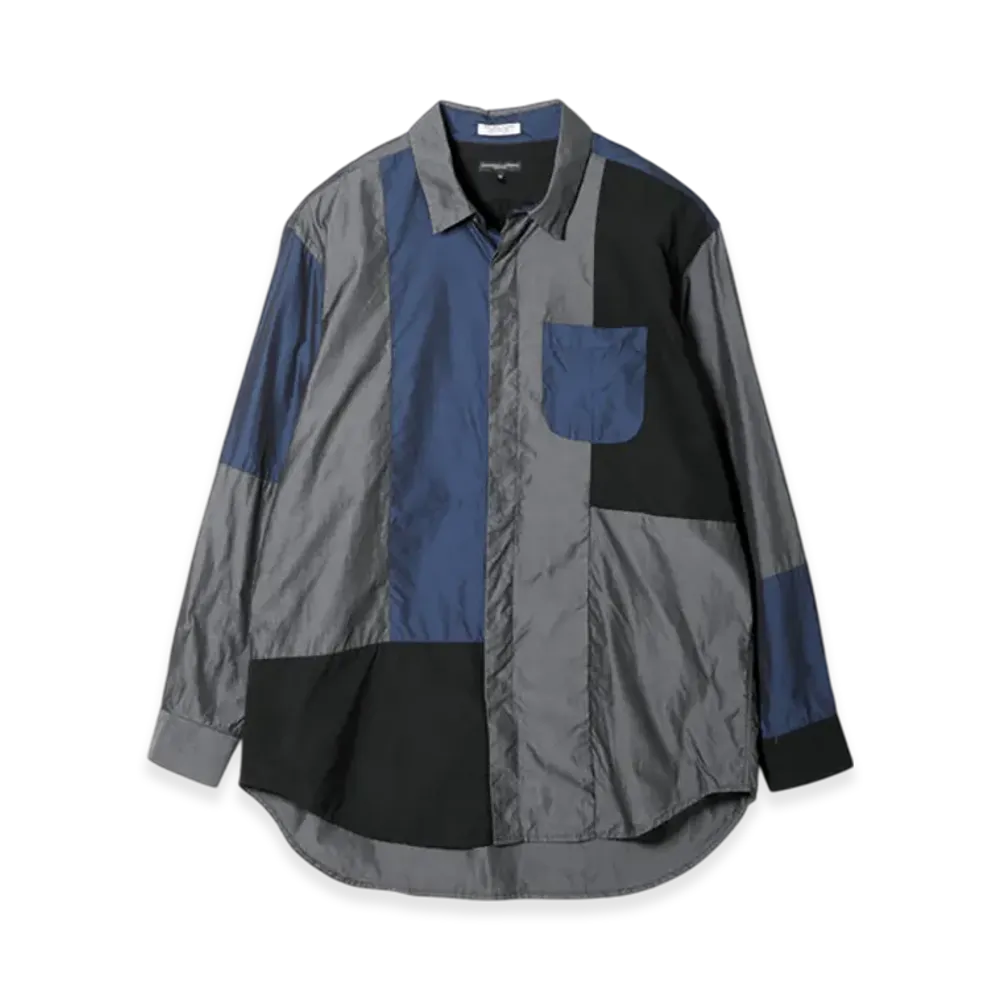 ENGINEERED GARMENTS Combo Short Collar Shirt - Cotton Iridescent Broadcloth "Black"