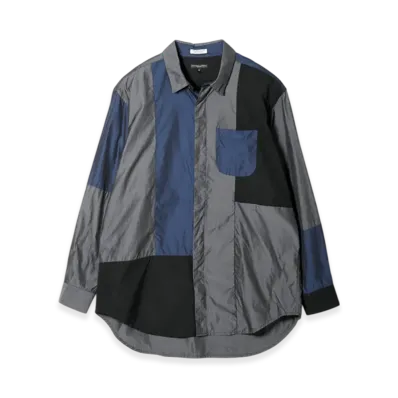 ENGINEERED GARMENTS Combo Short Collar Shirt - Cotton Iridescent Broadcloth "Black"