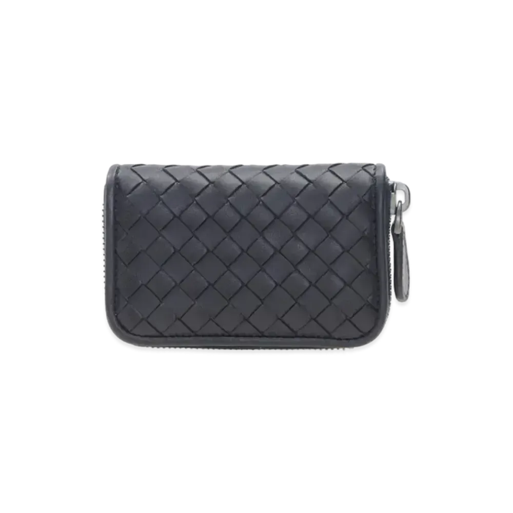 Bottega Veneta Intrecciato Lambskin Zip Around Coin Purse "Tourmaline"
