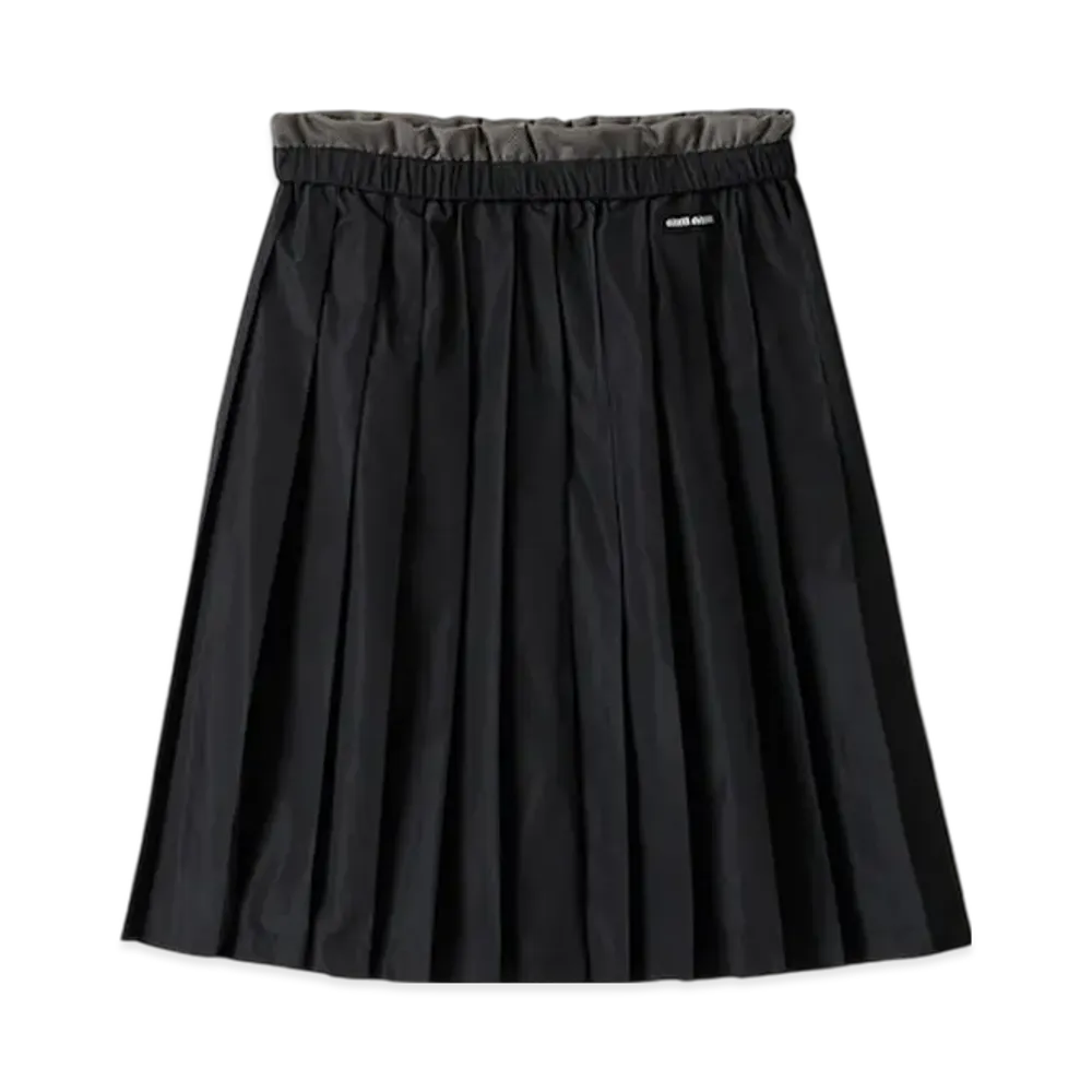MIUMIU Women's Pleated Check Skirt "Aviator Blue/Burgundy"