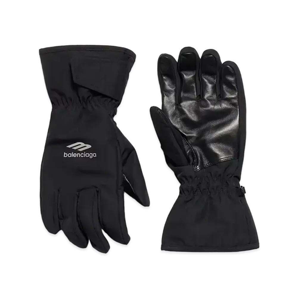 BALENCIAGA 3B Sports Icon Ski Gloves In Technical Ripstop "Black"