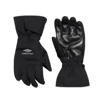 BALENCIAGA 3B Sports Icon Ski Gloves In Technical Ripstop "Black"
