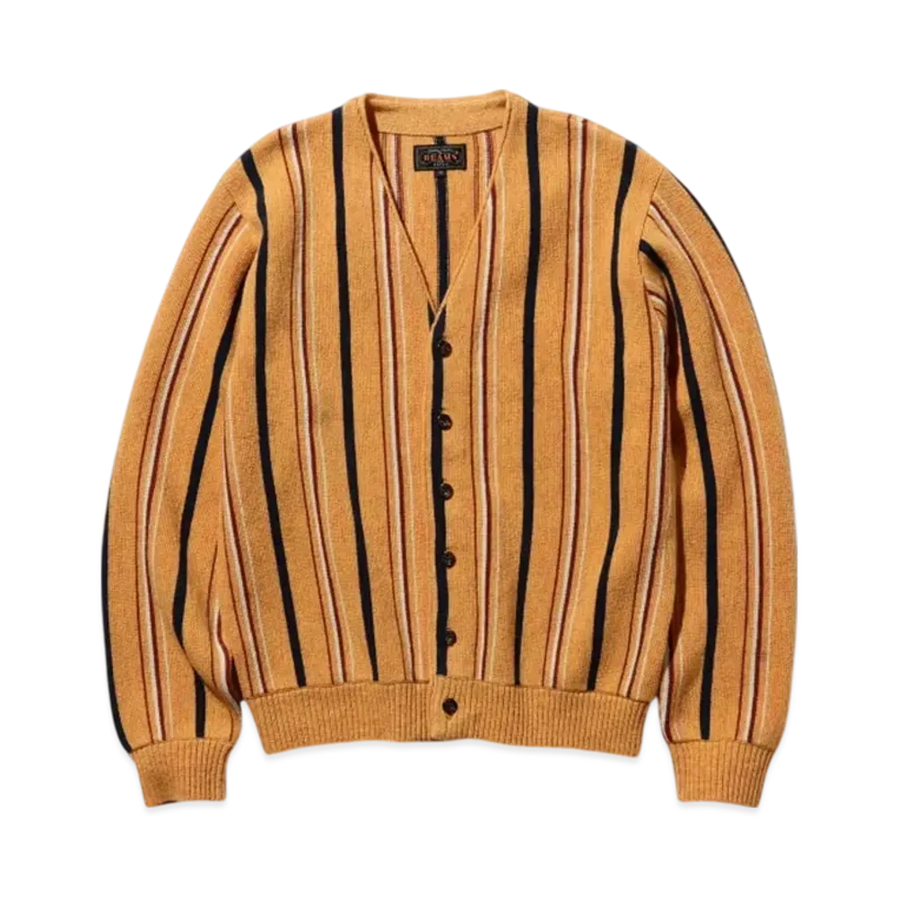 BEAMS Cardigan Stripe 12G "Orange"