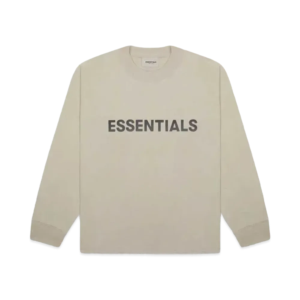 FEAR OF GOD ESSENTIALS Boxy Long Sleeve T-Shirt Applique Logo "Olive/Khaki"