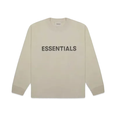 FEAR OF GOD ESSENTIALS Boxy Long Sleeve T-Shirt Applique Logo "Olive/Khaki"