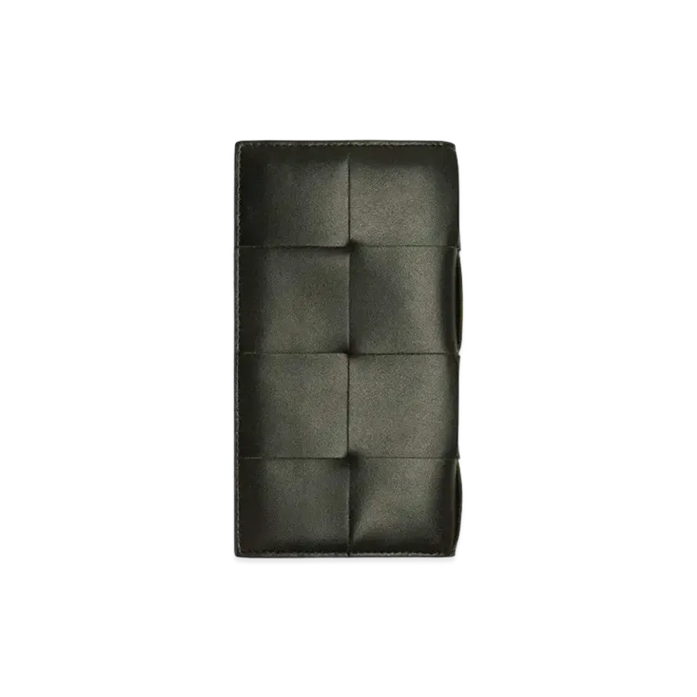 Bottega Veneta Casette Maxi Intrecciato Calfskin Bi-fold Long Wallet "Dark Moss"