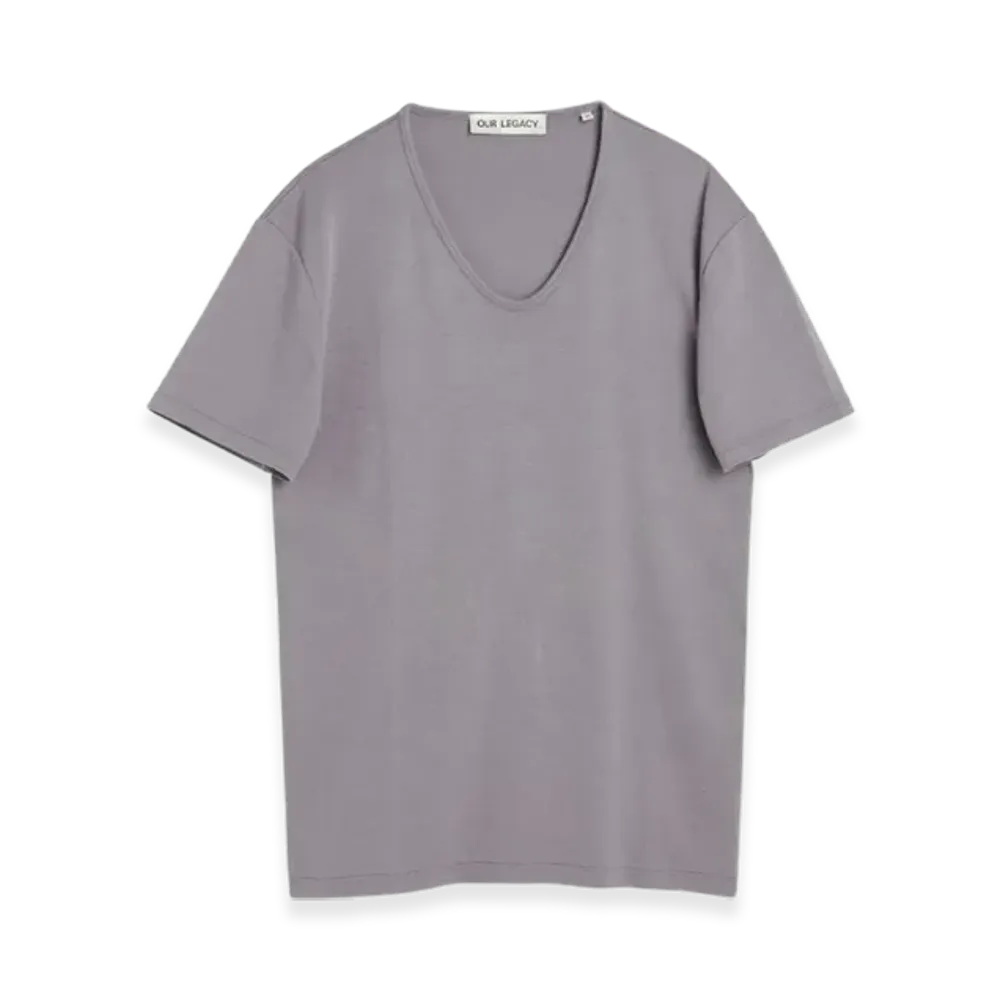 OUR LEGACY U Neck T-Shirt Crisp Cotton "Antique Lavender"