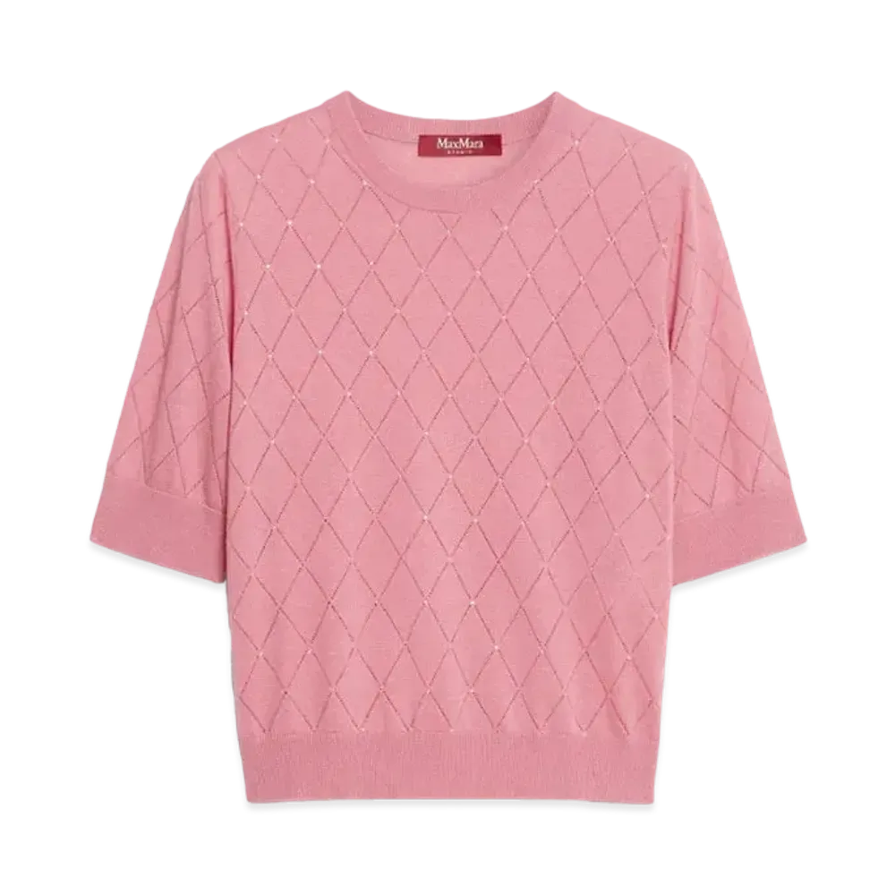 Max Mara Patrick Silk Wool Argyle Knit "Peony"