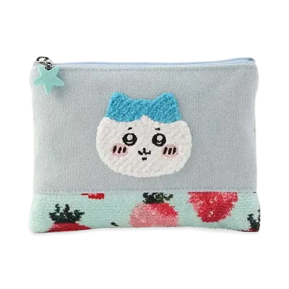 FEILER x Chiikawa Hachiware Strawberry Dots Embroidery Pouch "PaleGreen/Green"