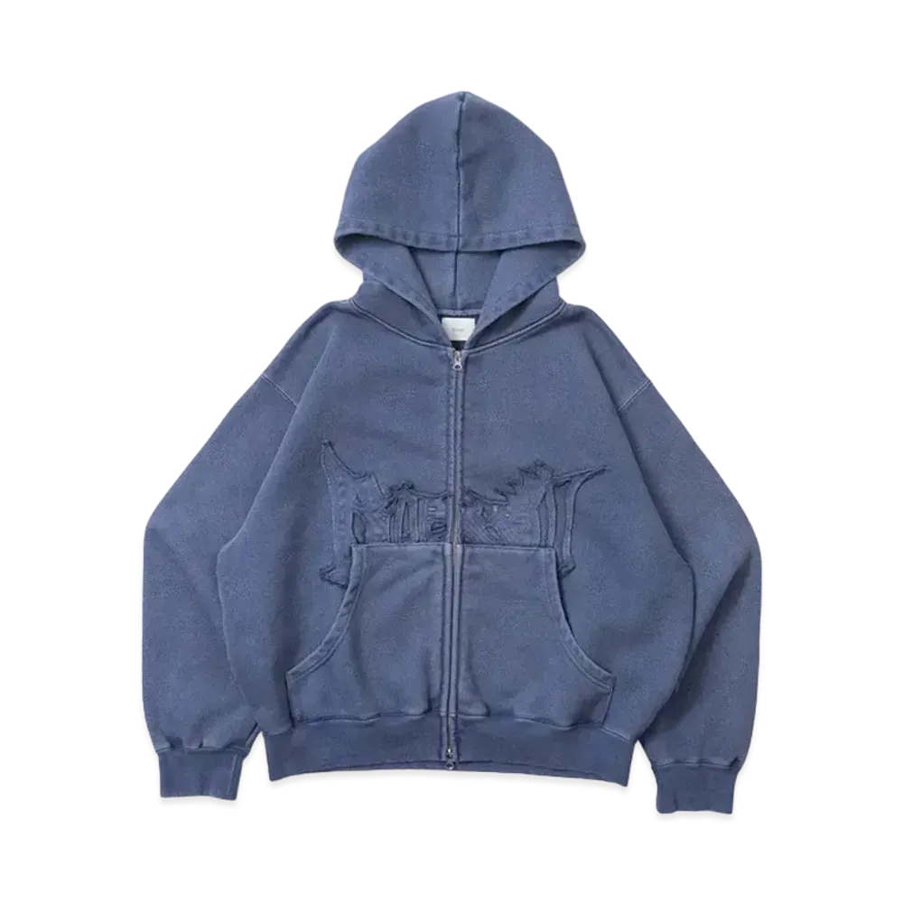 BLESS U Bless U Pigment Zip Hoodie "Navy"